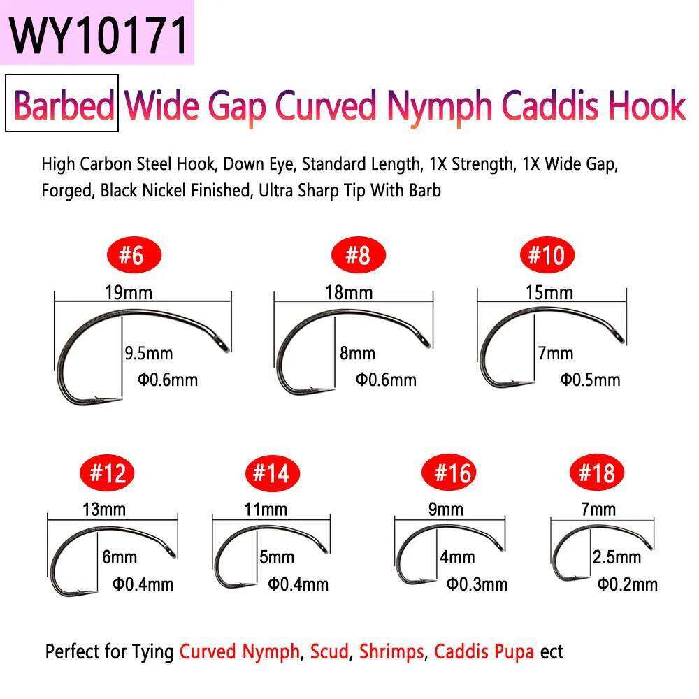 Bimoo 50pcs High Carbon Steel Barb Barbless Tying Hook For Dry Wet Jig Nymph Streamer Caddis Fly Trout Z260228
