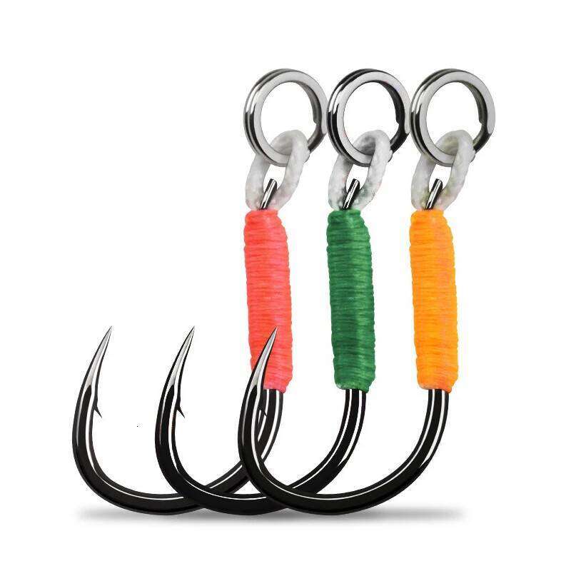 10pair/lot Hook Jig Double PairHooks Barbed Thread Accessories Pesca High Carbon Steel Fishing Lure Slow Jigging Z260228