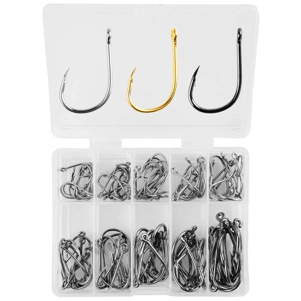 100Pcs Set Carbon Steel Single Circle Hook Fly Fishing Jip Barbed Carp Hooks Sea Tackle Accessories Z260228