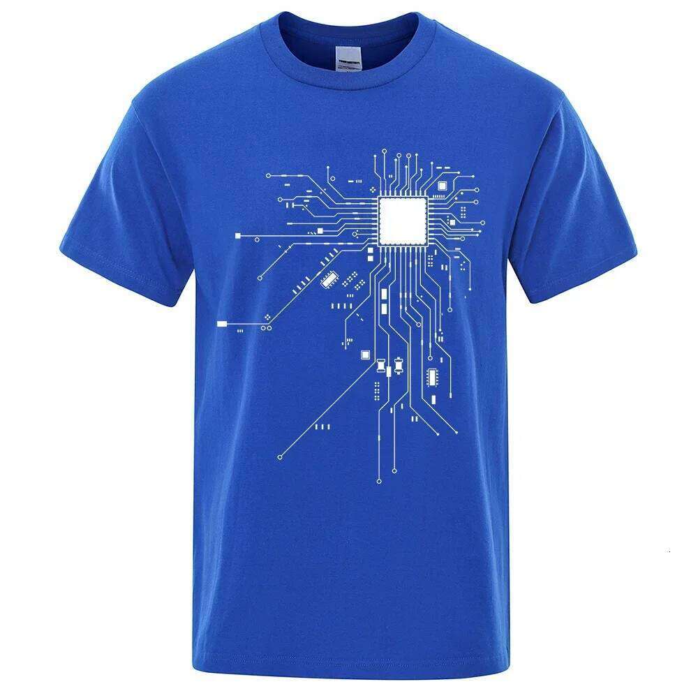CPU Processor Circuit Diagram Summer 2D Cotton Men's Fun Top Fashion T-shirt C260228 - view 3