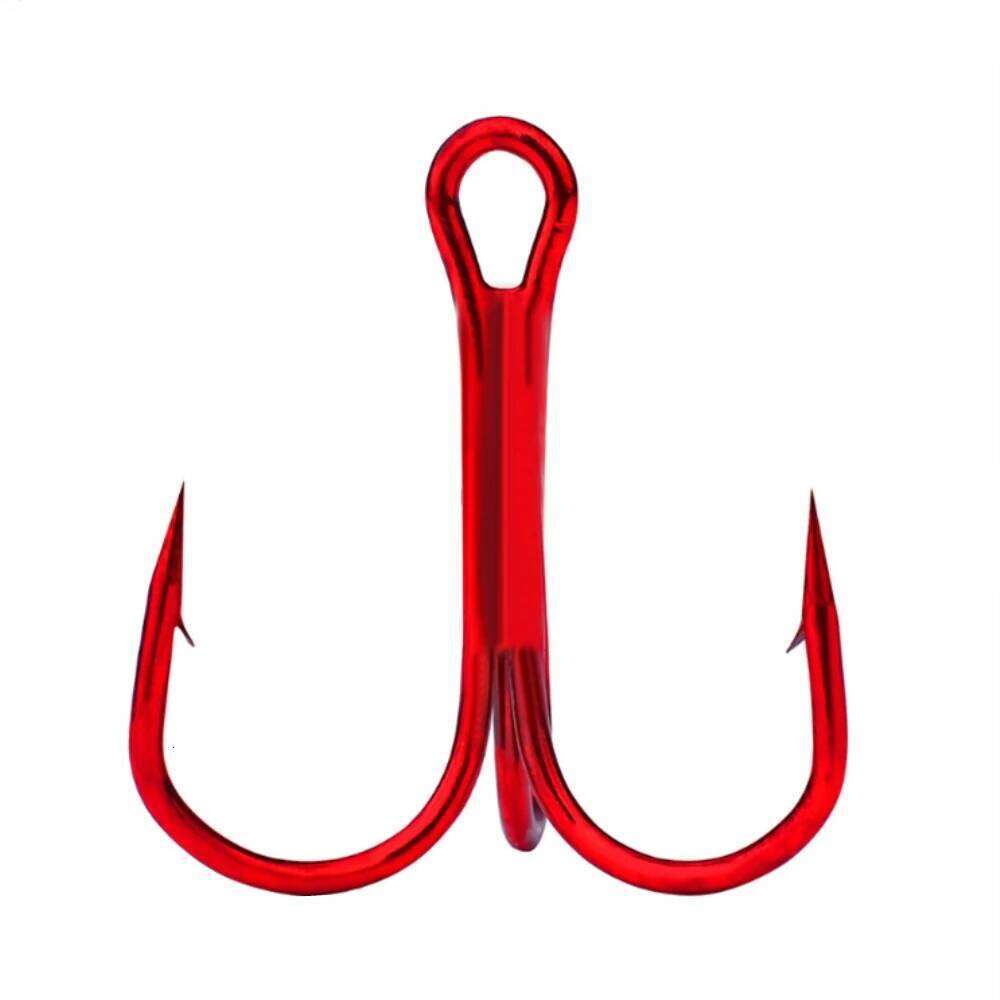 10Pcs/Lot 2# 4# 6# 8# 10# red Hook High Carbon Steel Overturned Hooks Fishing Tackle Round Bend Treble For Bass Z260228