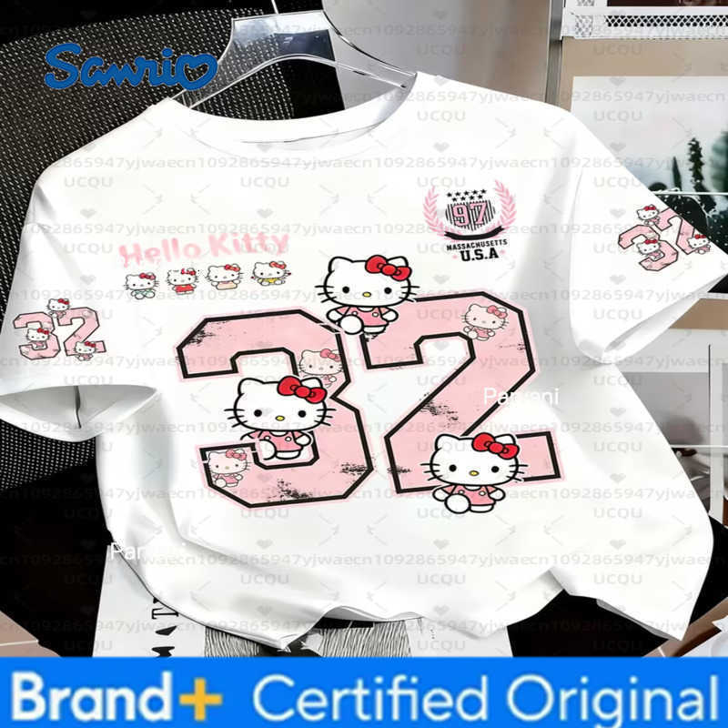Sanrio Summer Womens Girls Casual Hello Kitty 3D Print Graphic Kid Cute T-Shirt Boy Round Neck Tee Outdoor Sport Mens T-shirt H260228