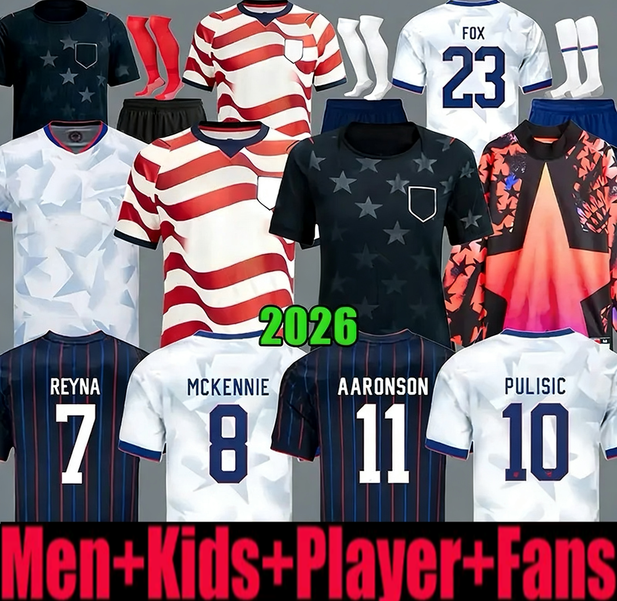 2026 PULISIC BALOGUN Football Jersey AARONSON WRIGHT ARFSTEN DEST 26 27 America Football Shirt United States Camisetas USA USMNT Fans PLAYER Men kids Kits