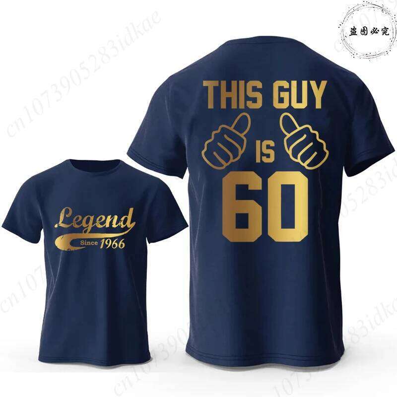 Vintage Style Men's 60th Birthday Legend Since 1966 & THIS GUY IS 60 Graphic Tops Short Sleeve Tees Casual Daily Wear C260228 - view 3