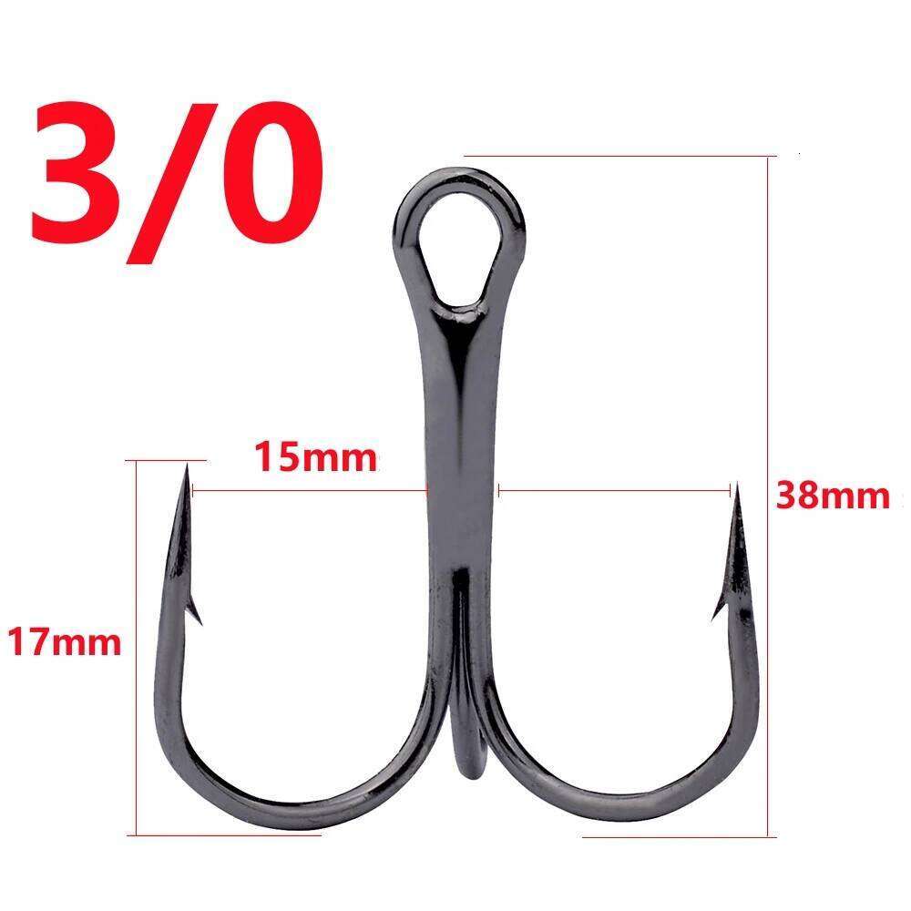10Pcs/lot 2# 4# 6# 8# 10# 1/0 2/0 3/0 4/0 5/0 Black Hook High Carbon Steel Treble Overturned Hooks Fishing Tackle Z260228