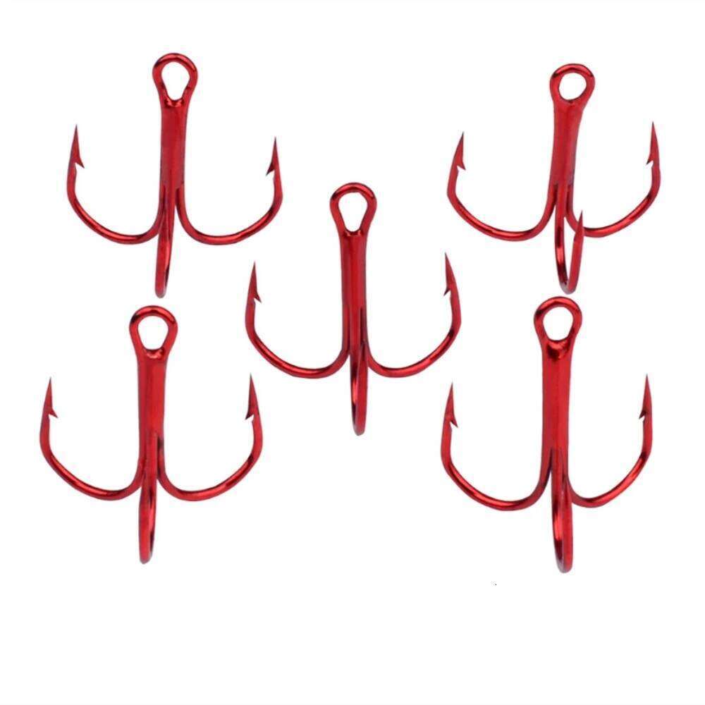 10Pcs/Lot 2# 4# 6# 8# 10# red Hook High Carbon Steel Overturned Hooks Fishing Tackle Round Bend Treble For Bass Z260228