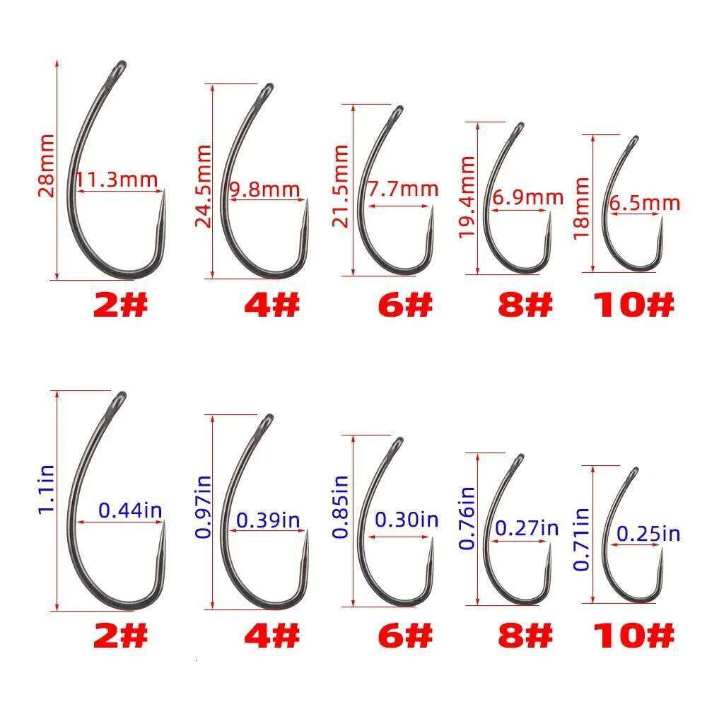 Hirisi 15pcs PTFE Coated High Carbon Stainless Steel Barbless Fish Hook With Eye X502 Fishing Accessories Z260228