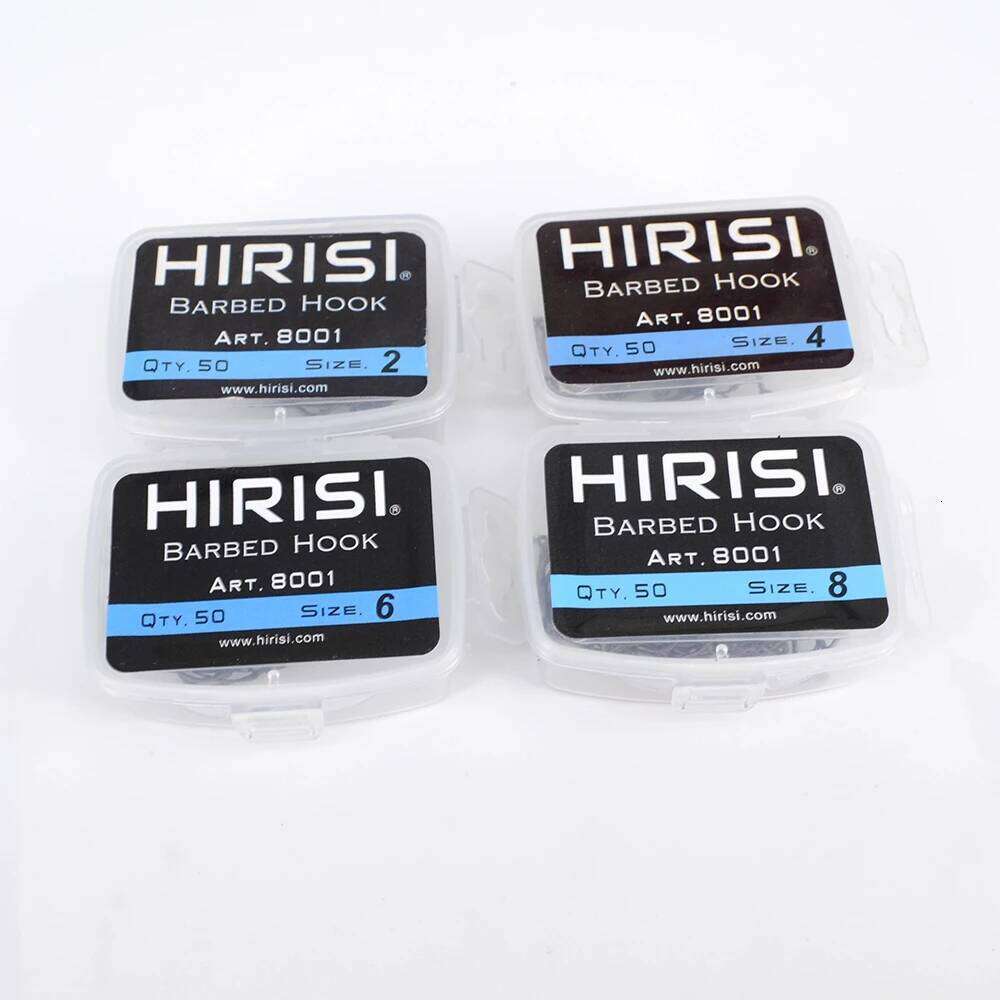 Hirisi 50pcs High Carbon Steel Carp Hooks Barbed Coated Eye Design Fishing accessories 8001 Z260228
