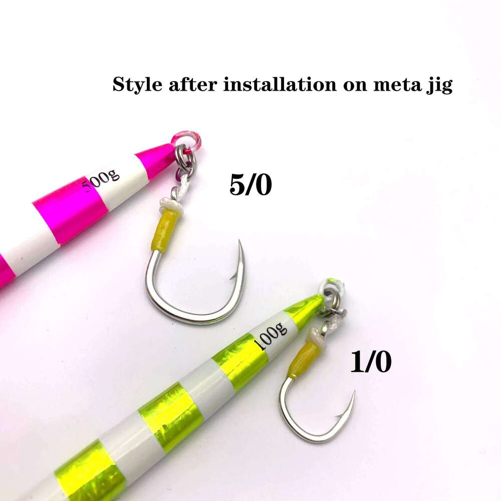 3PCS Testar Heavy Duty Assist Single Fishing Hooks 1/0 3/0 5/0 Slow Jigging Hook Vertical Fast Pitch Jig Lure Tuna Mackerel Z260228