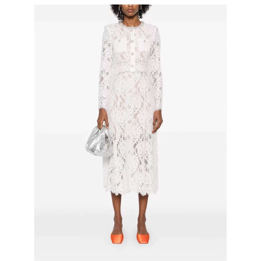 2026 spring/summer designer fashion brand social elegant temperament style lace top slim fit skirt set