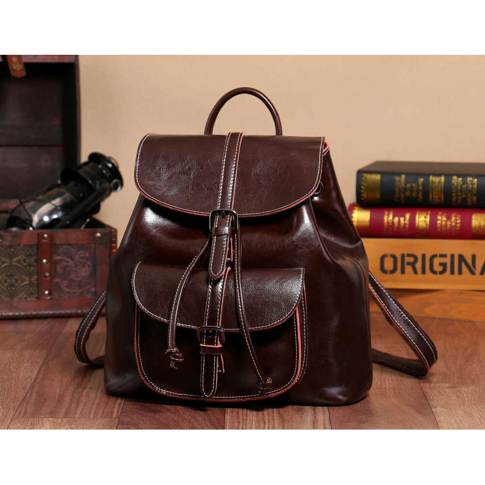 Luxury Shoulder Bags Totes Hobo New Fashion Trend Bag Genuine Women S Casual Travel Oil Wax Soft Leather Small Backpack Wholesale SENYY