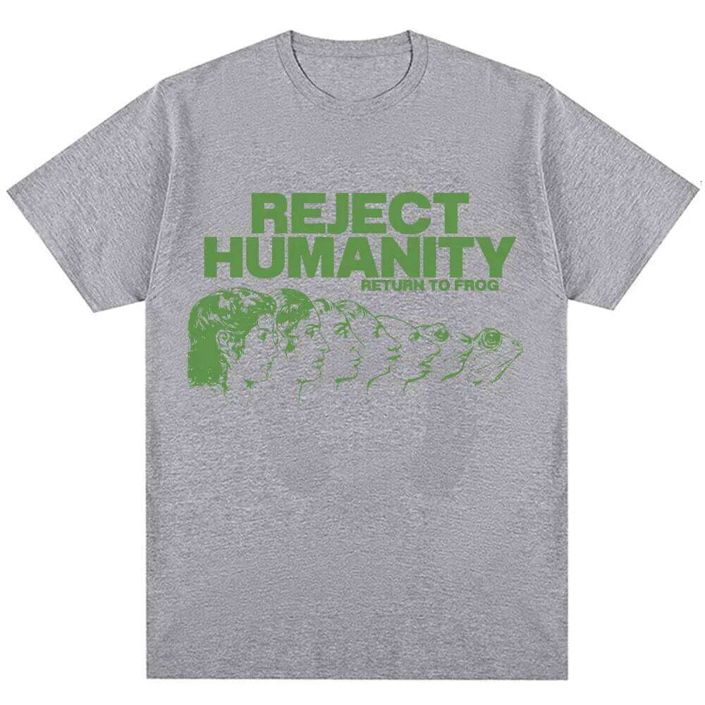 Reject Humanity Return To Frog Funny Meme T-shirt Humor Fashion Design Men Women T Shirts Animorphs Evolution Loose Cotton Tees C260228 - view 7