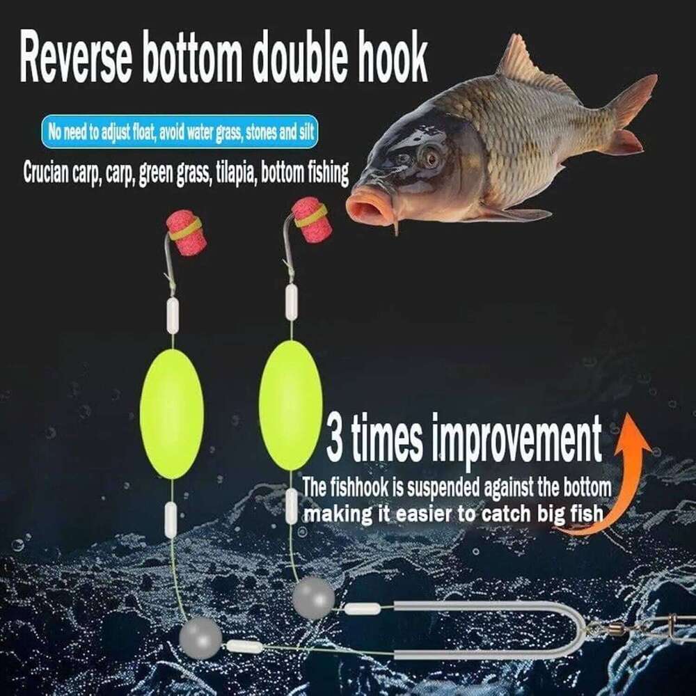 5/10Pcs Reverse Fishing Off-Bottom Double Hook Rig Set: Ideal for European Carp Fishing, Bypass Weeds, Stones & Silt Z260228