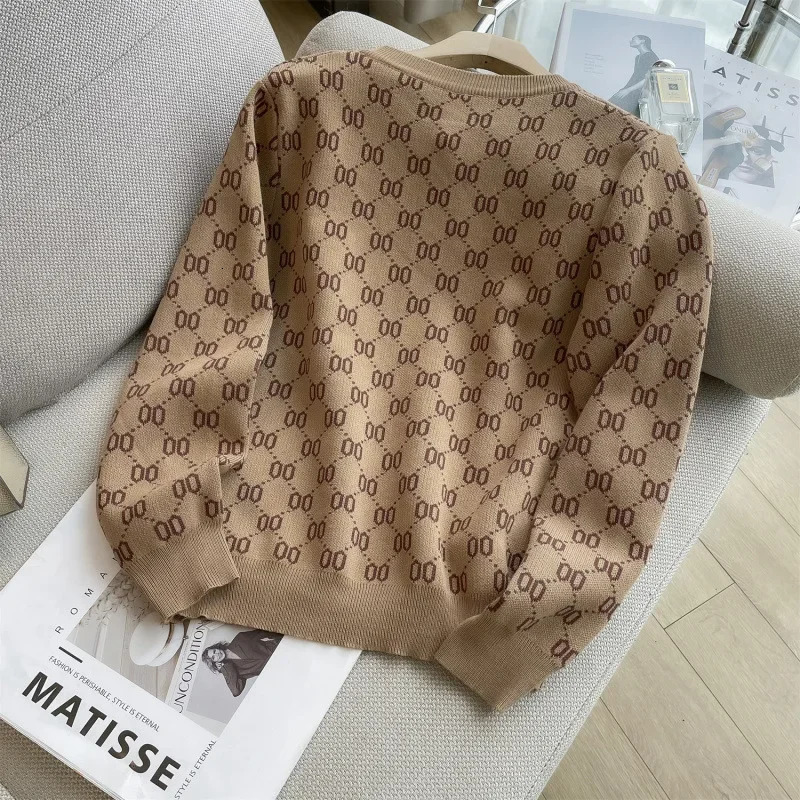 Tweed Style Metal Buckle Letter Jacquard Knitted Cardigan Jacket AutumnWinter Round Neck Single-Breasted Stylish Sweater Tr 260227