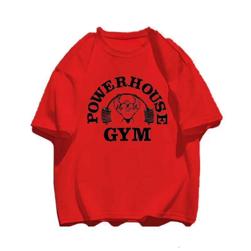 Summer Gym 100 Cotton Large Men's Letter Weightlifting Printed Round Neck T-shirt Street Outdoor High Quality Short Sleeve C260228 - view 4