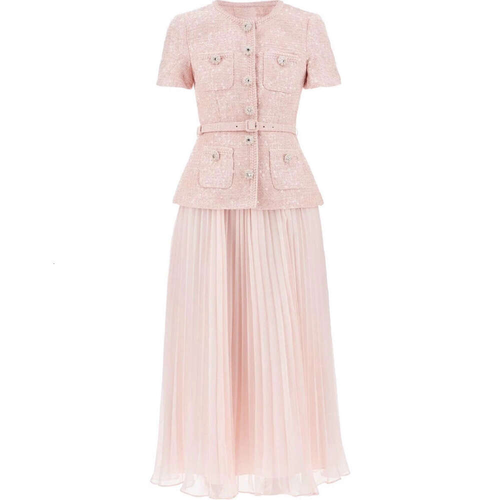 2026 autumn designer fashion brand elegant women's shiny plaid pleated patchwork fake two-piece long skirt - view 5