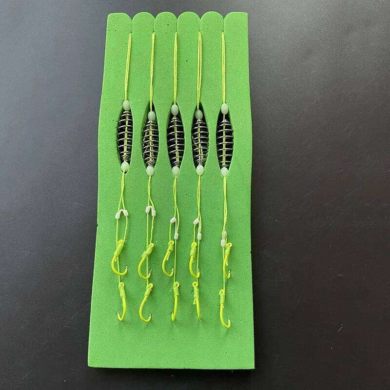 5pcs/set Fluorescent Green High Carbon Steel Hook 8# -13# Strong Sharp Spring Hooks for Saltwater Freshwater Fishing Z260228