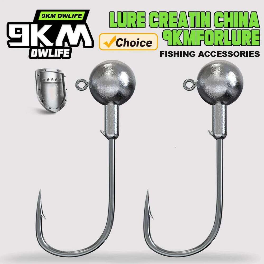 9KM 5Pcs Jig Head Hooks Jigs Bass Hard Bait Soft Worm Hook Fishing Tackle Z260228