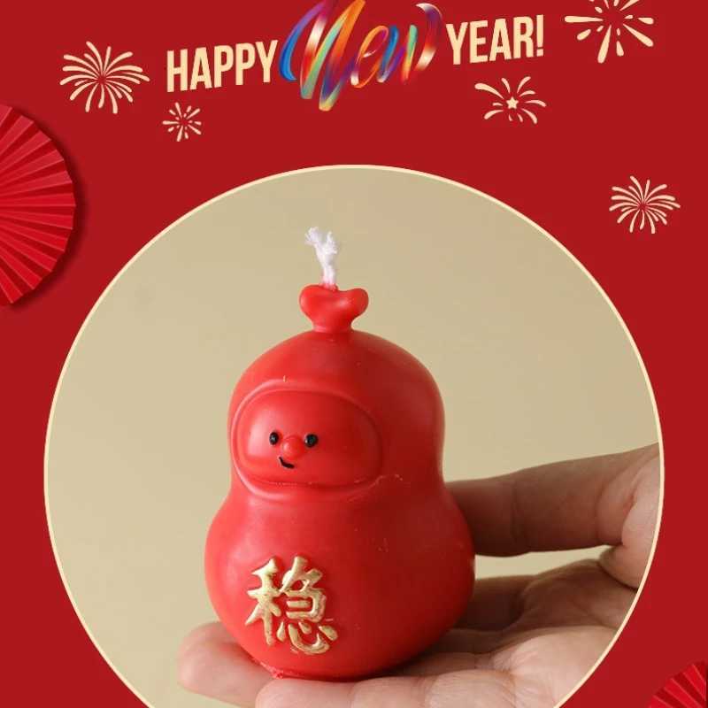 Aromatherapy Candle Fortune Bag Shaped Festive Souvenir for Chinese New Year Atmosphere DecorT260228