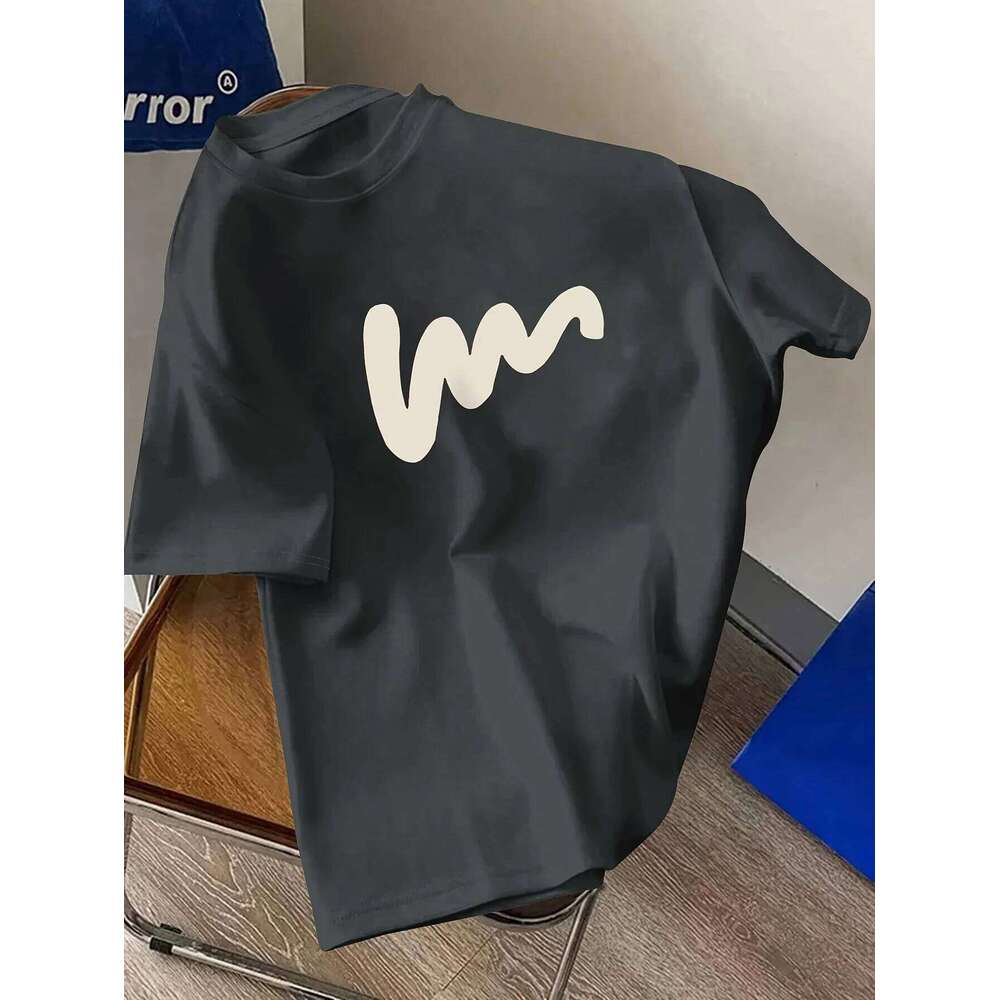 Summer Men's 100% Cotton Comfortable Casual Loose Oversized Creative Pattern Printed Sports Round Neck Short Sleeved T-shirt Top C260228 - view 5