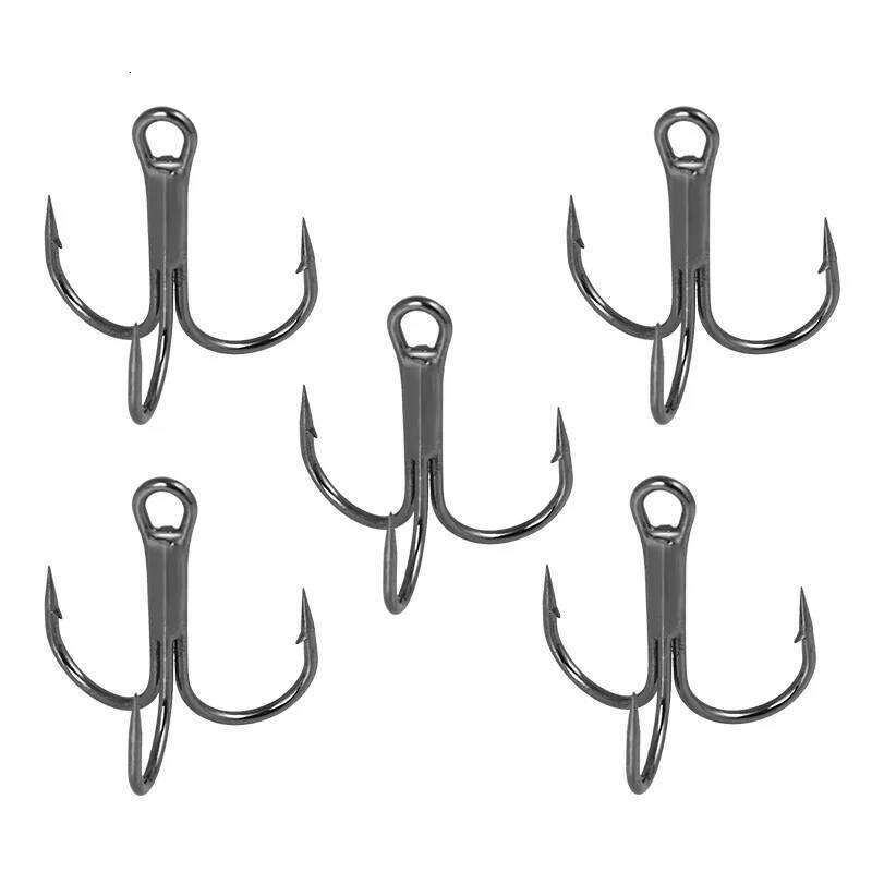 10pc/Lot High Carbon Steel Treble Hooks 2/4/6/8/10/12# Fishing Tackle Black/Brown/White Fish Hook Z260228