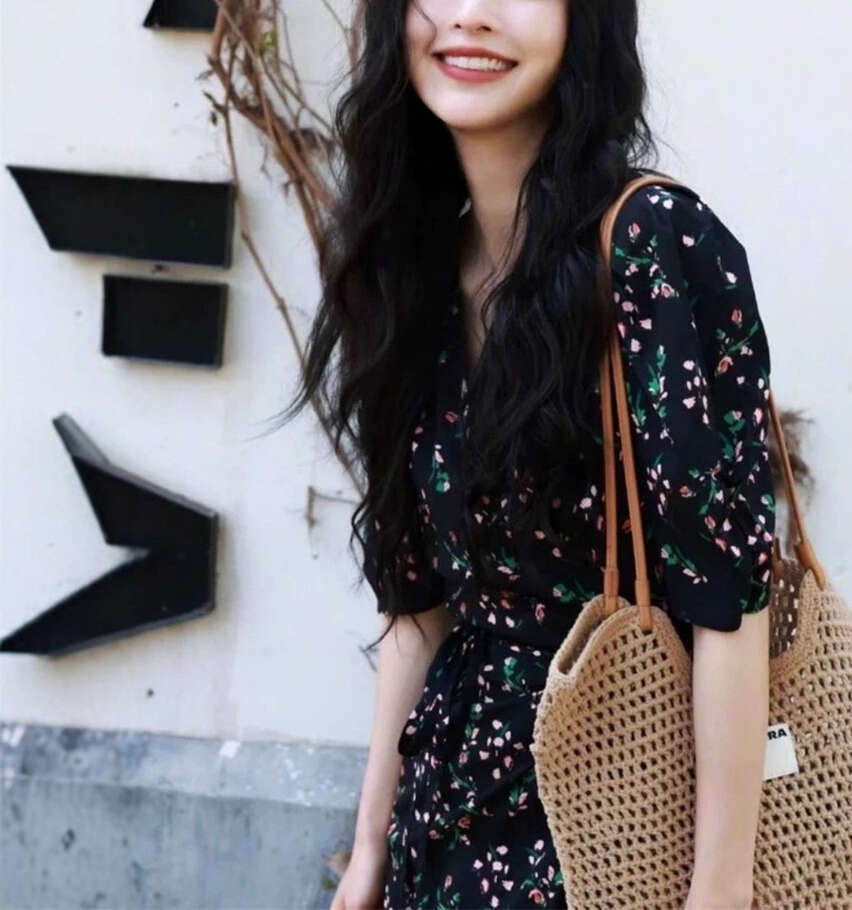 2026 Autumn/Winter Celebrity Style Ladies' Soft Flower Printed Three Sleeve Tie a3 Waist Daily About Length Skirt