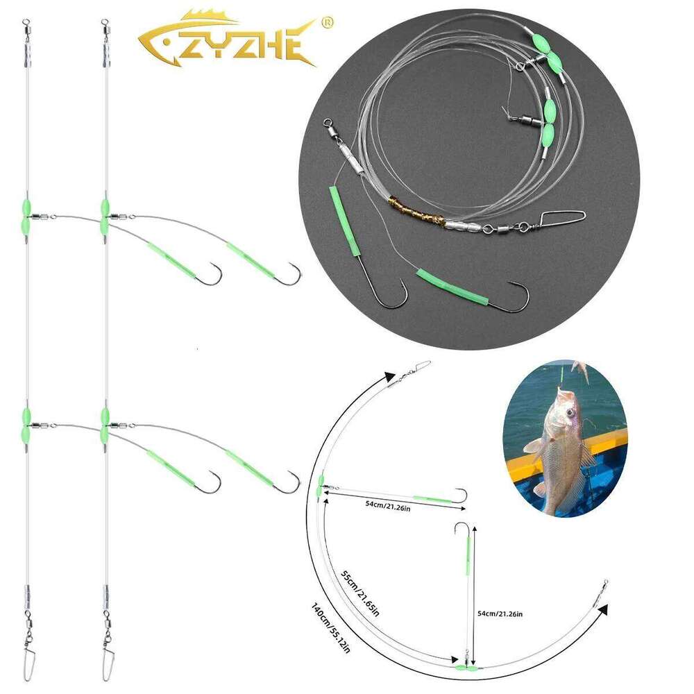 ZYZ Hook 2-Aberdeen Tie off the String with Luminous Tube High Speed Swivel Saltwater Fishing Hooks Z260228
