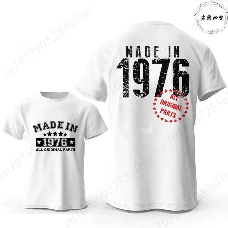Retro Men's 50th Birthday T-shirts: Made in 1976 All Parts Graphic Tops Short Sleeve Tees Oversized Male Clothing C260228 - view 5
