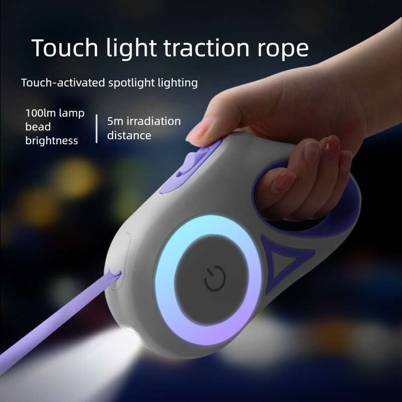 Pet Supplies LED Illuminated Retractable Dog Leash with One Touch Lock Anti Tangle Comfort Grip for Nighttime Safety & Hands Free Control