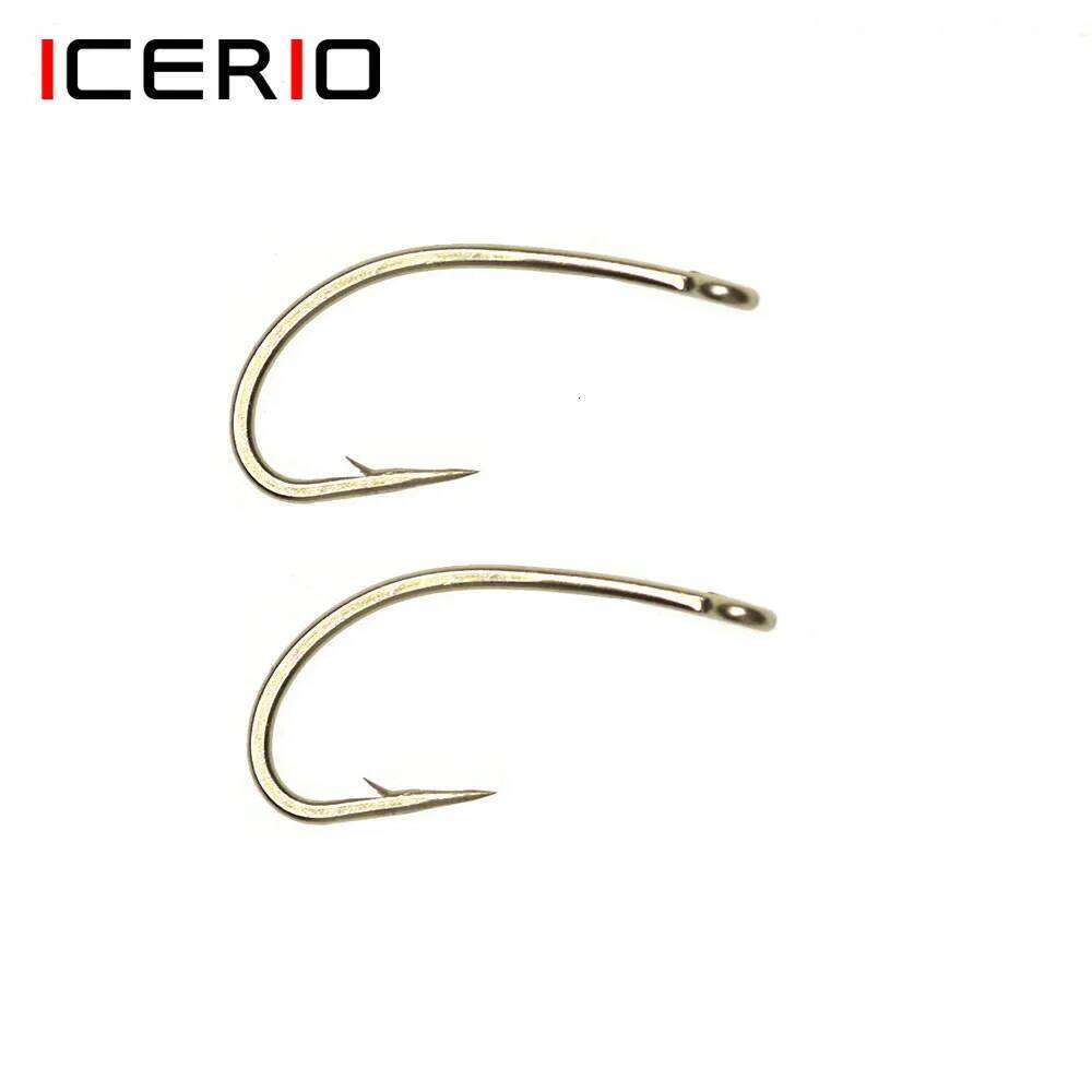 ICERIO 100PCS /200PCS High Carbon Steel Nymphs Scuds Midge Caddis Fly Hook For Tying Trout Bass Perch Fishing Lure 12#~22# Z260228