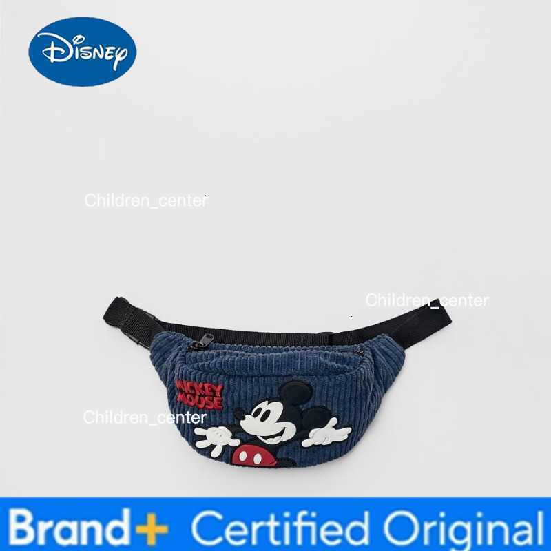 Disney blue embroidered Mickey Mouse cute mini crossbody bag corduroy fabric childrens small waist bag H260228