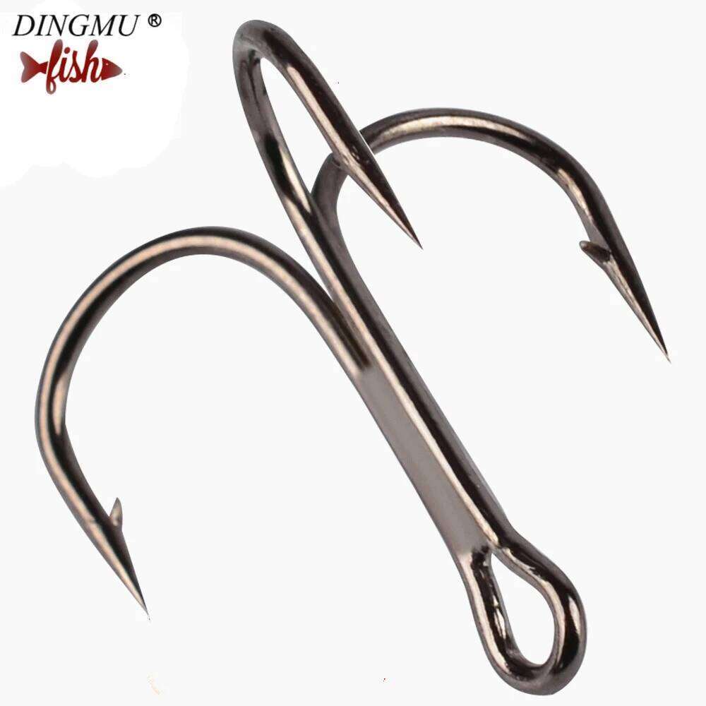 10pcs Hooks High Steel Carbon Material Treble Black Fishing Hook Round Folded Saltwater Bass 3/0 -10 # Tackle Tools Z260228