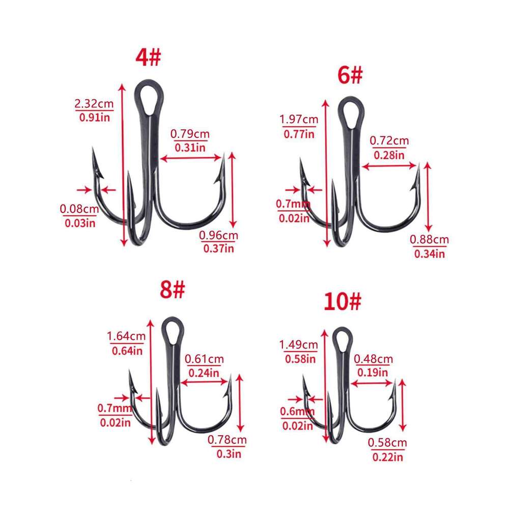 20pcs Treble 4/6/8/10# High Carbon Steel Sharp Hooks For Freshwater Saltwater Outdoor Fishing Accessories Z260228