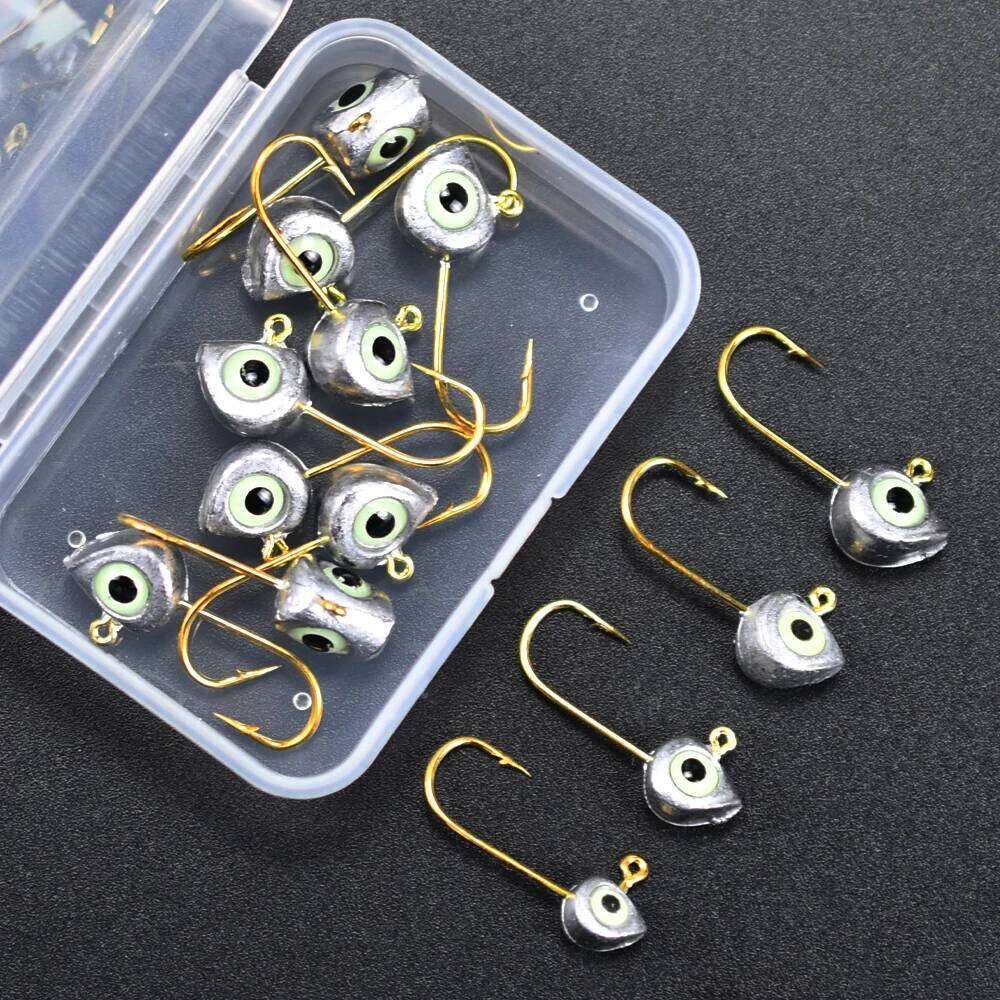 Topranc 10Pcs/Box Night Fish-Attracting 3D Fish Eye Jig Heads, Weighted Hooks, Lure Bionic Micro Baits Hooks Z260228
