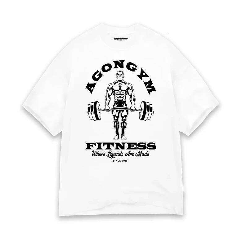 AGONGYM GYM Men's T-Shirt Fitness Sports Loose Fit Shirts Short Sleeve Printed Casual Runners Comfortable Cotton Tee Tops C260228 - view 6