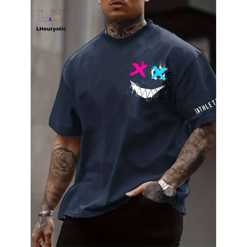The popular casual and fashionable men's T-shirt with smiley face prints for outdoor street use in the summer of 2025 C260228 - view 3