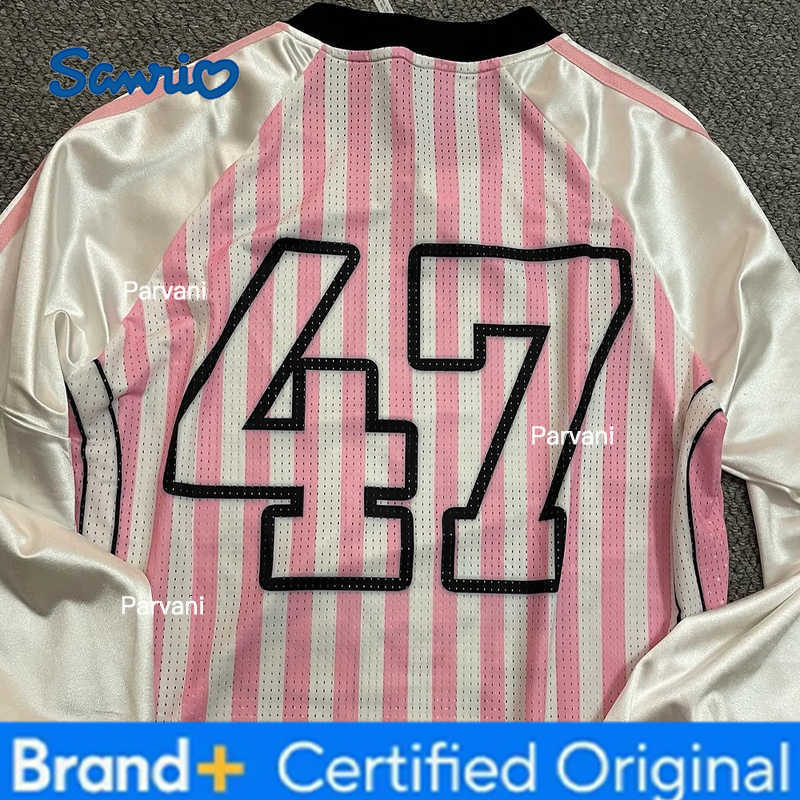 Sanrio Summer New Hello Kitty Ice Hockey Jersey Kid/Adults Oversized Breathable Quick Drying Y2K T-shirt Men Casual Long Sleeve H260228