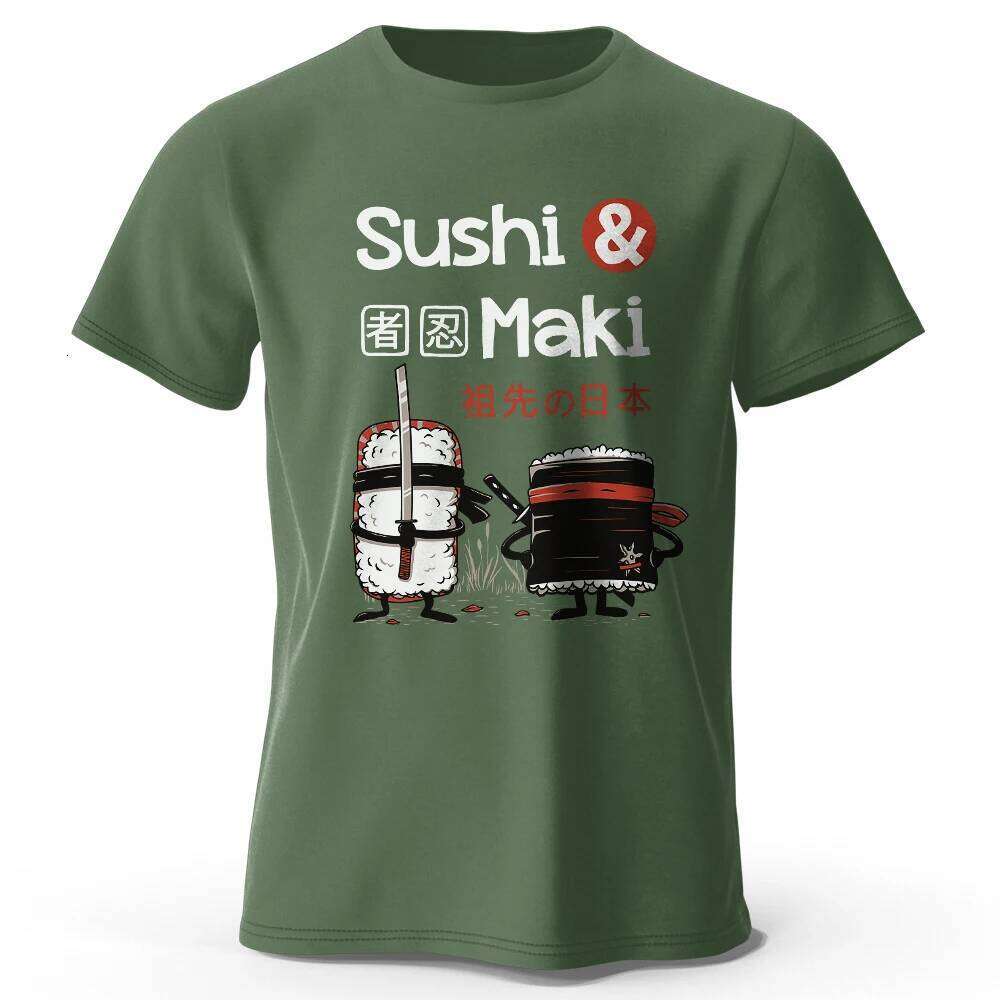 Kawaii Sushi Harajuku Printed 100% Cotton T-Shirt, Soft & Breathable Round Neck Short Sleeve Tee, Unisex Cute Style C260228 - view 4