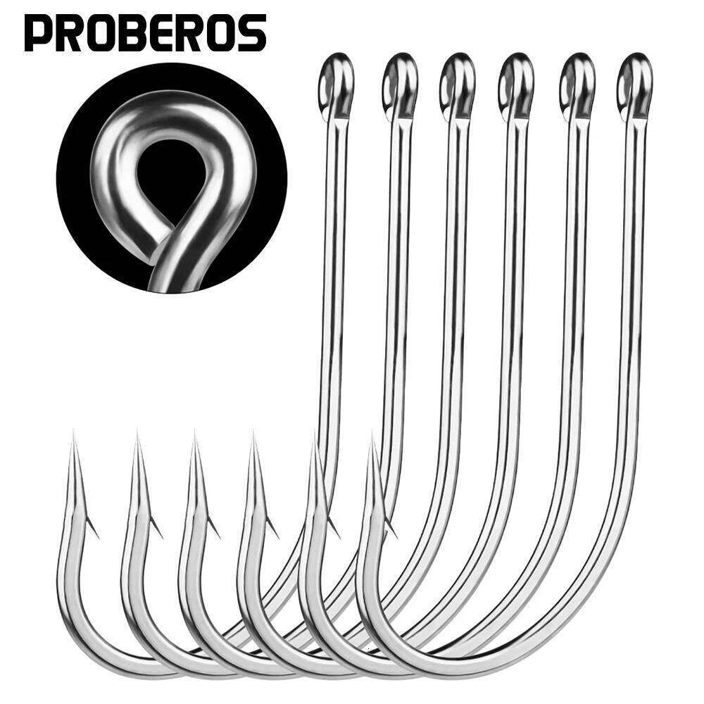 Proberos 20PCS J Hooks, High Carbon Steel Extra Strong Inline Long Shank for Saltwater Freshwater Fishing Z260228