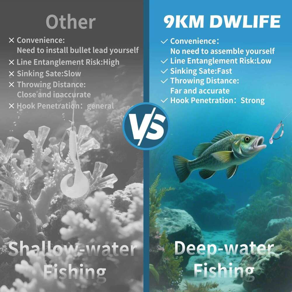 9KM Ewg Weighted 10Pcs for Bass Worm Soft Hook High Strength and Corrosion Resistance Z260228