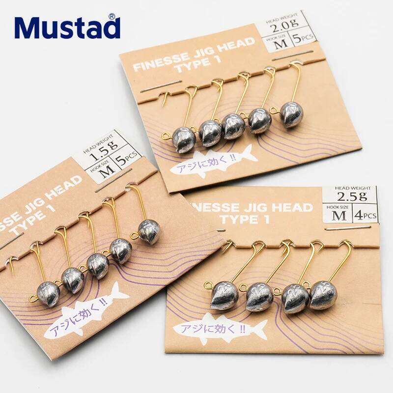 Mustad Finesse Jig Head Hooks 0.8g 1.0g 1.5g 2.0g 2.5g 3.0g Fishing Hook Fish Accessories Z260228
