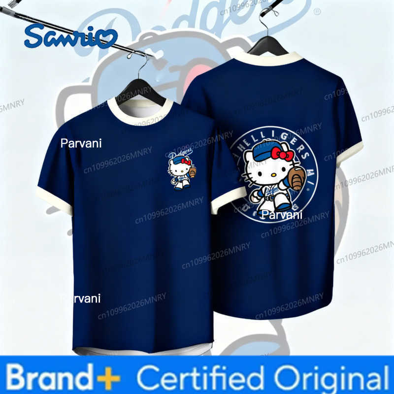 Sanrio Hello Kitty Sportswear Sports Tops Boys Girl Summer Men T-Shirt Jersey Cartoon Cute Breathable Retro Short Sleeve Loose H260228