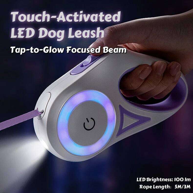 Pet Supplies LED Light Up Retractable Dog for Small Medium Breeds Glow in the & Dark Auto Stop Safety Leash with Reflective Strips