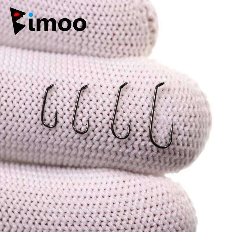 Bimoo 50/100pcs Fishing Dry 2X Standard Wire Nymph Hook Black Nickel Finish Fly Tying Material Size 14 16 18 20 22 Z260228