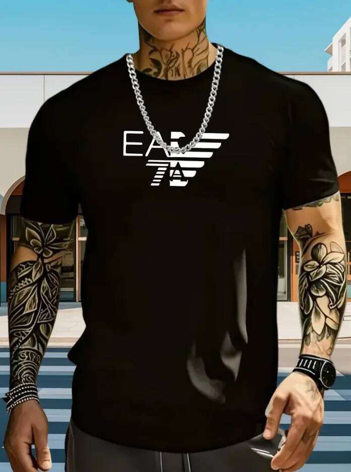 Men's Geometric Print - Breathable Summer Short Sleeve Tee Is Machine Washable A Versatile Look for Casual Wear C260228 - view 6