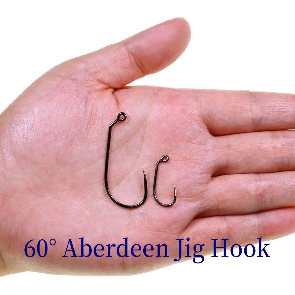 50PCS Barbless High Carbon Steel Jig Aberdeen 60 Fly Tying for Streamer Nymph Saltwater Bass Worm Fishing Hooks Z260228