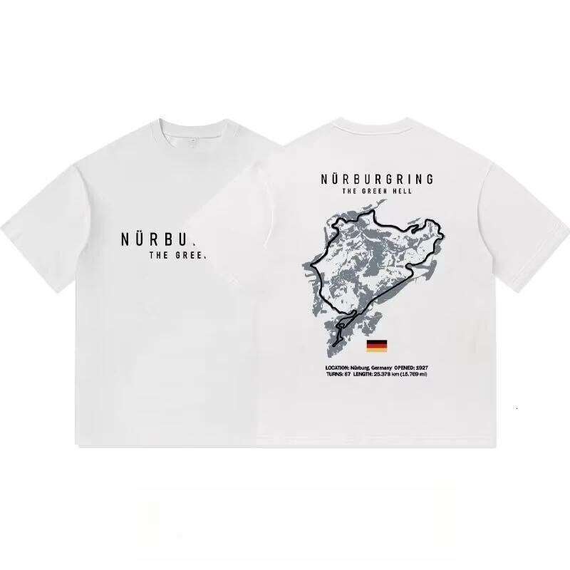 Nrburgring Track Print Modified Culture Short-sleeved T-shirt Men's Loose Casual Pure Cotton Clothes Car Enthusiasts Daily Wear C260228 - view 3