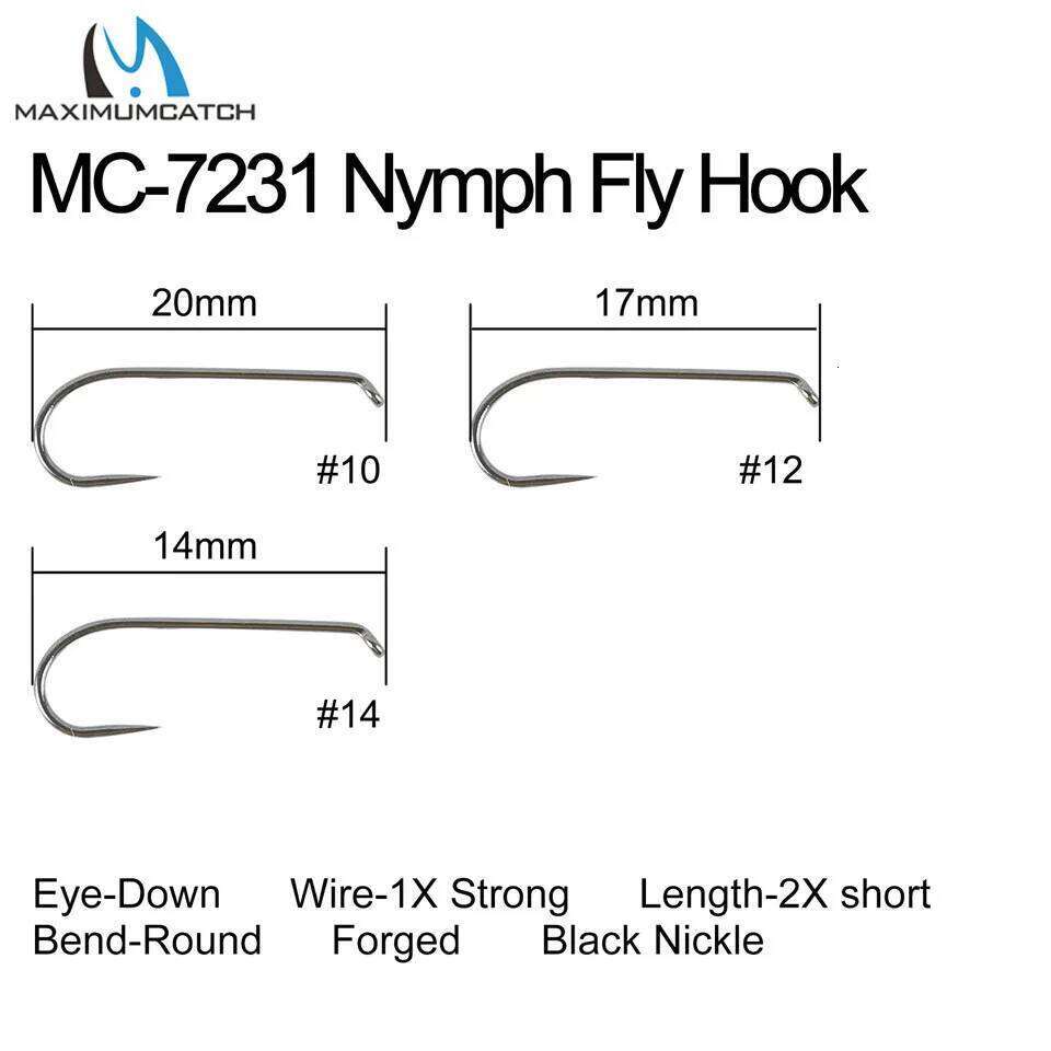 Maximumcatch 100pcs 6/8/10/12/14/16/18 Fish-Friendly Barbless Fly Tying Hook+ Dry Wet Nymph Shrimp Caddis Pupa Jig Fishing Hooks Z260228
