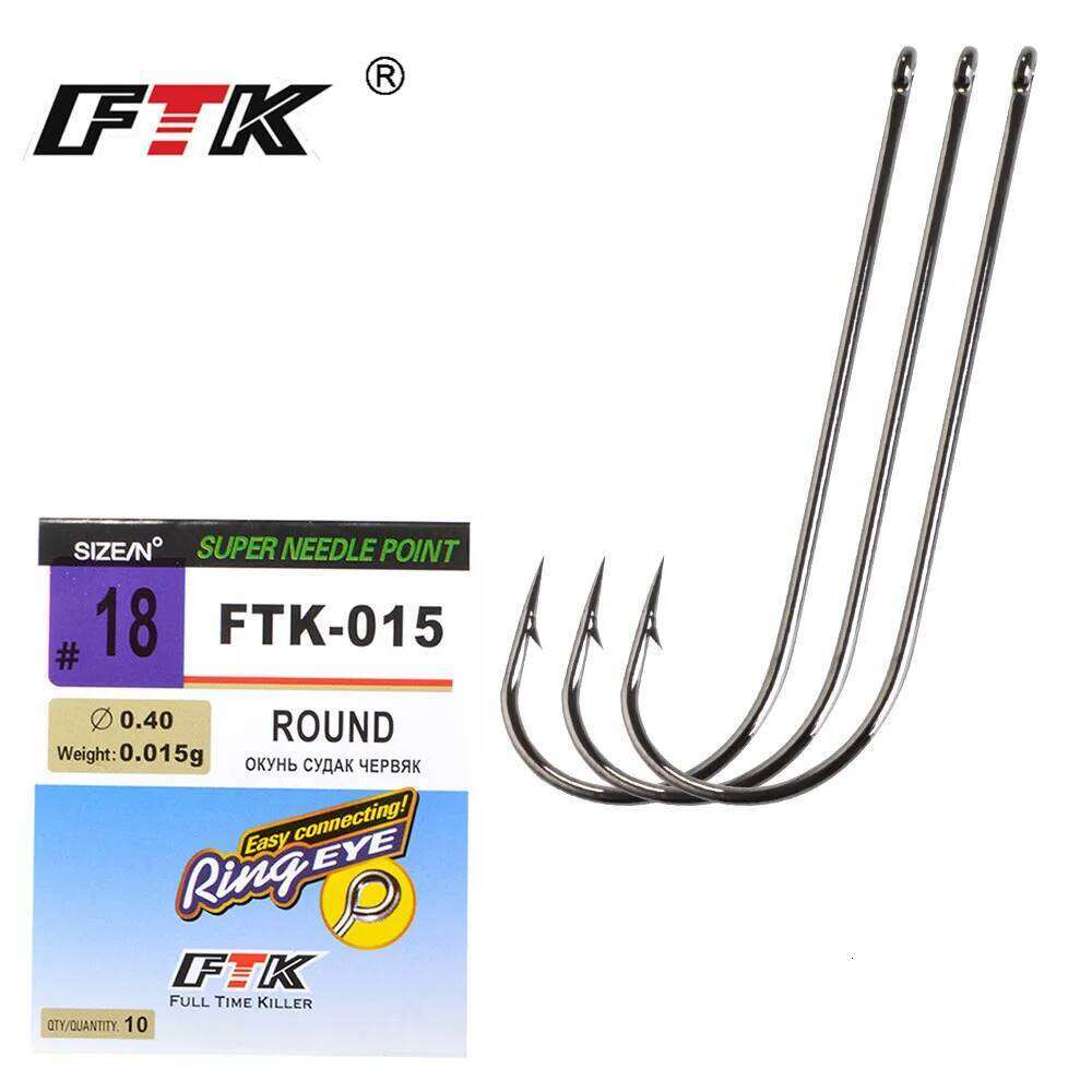 FTK Long Shank High Carbon Steel Baithook Black Chrome Ringed Marine Sharp Barbed Hook for Fishing Accessories Z260228