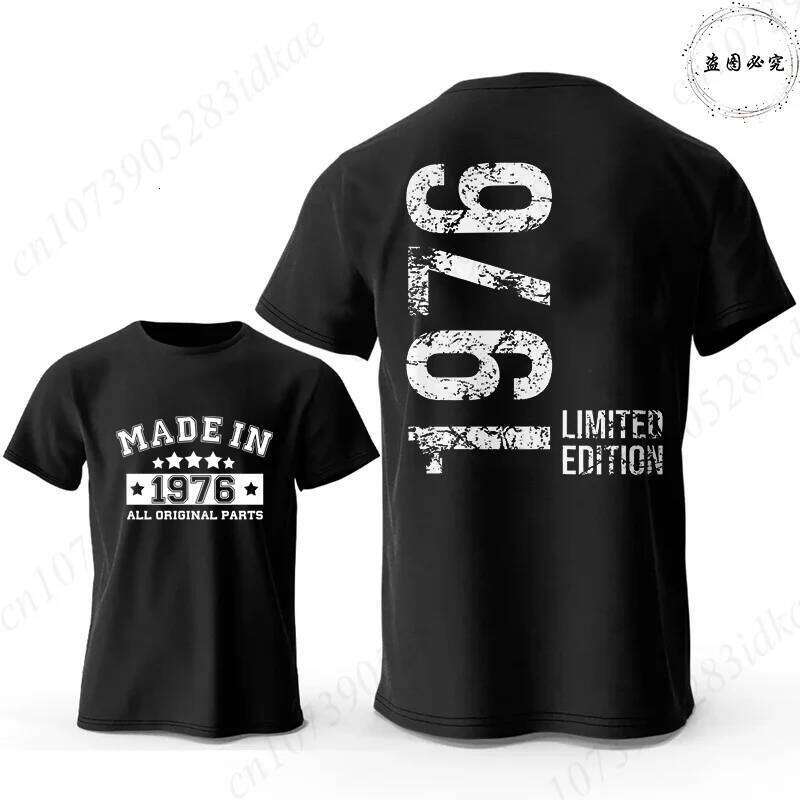 Retro Men's 50th Birthday T-shirts: Made in 1976 All Parts Graphic Tops Short Sleeve Tees Oversized Male Clothing C260228 - view 3